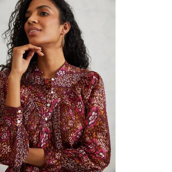 Anthropologie floral cotton Avrile Blouse - Picture 3 of 4